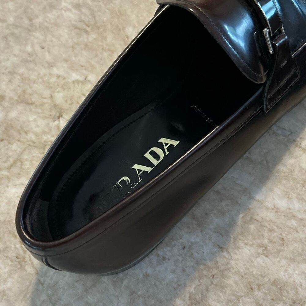 PRADA Leather Logo Loafer Slipper Dress Shoes US 10 - Picture 6 of 10